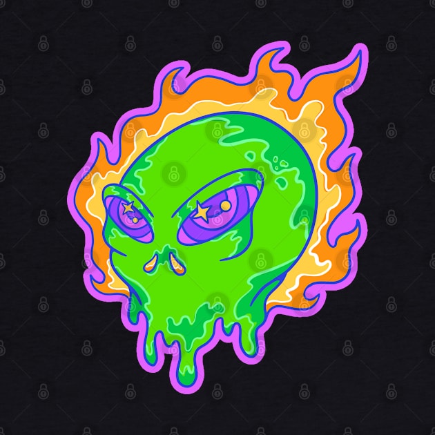 Alien Head Burn Psychedelic by yoy vector